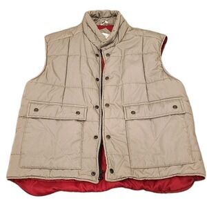 Northwest Territory Puffer Vest Men's Large 42/44 Gray Red Snap Full Zip Heavy